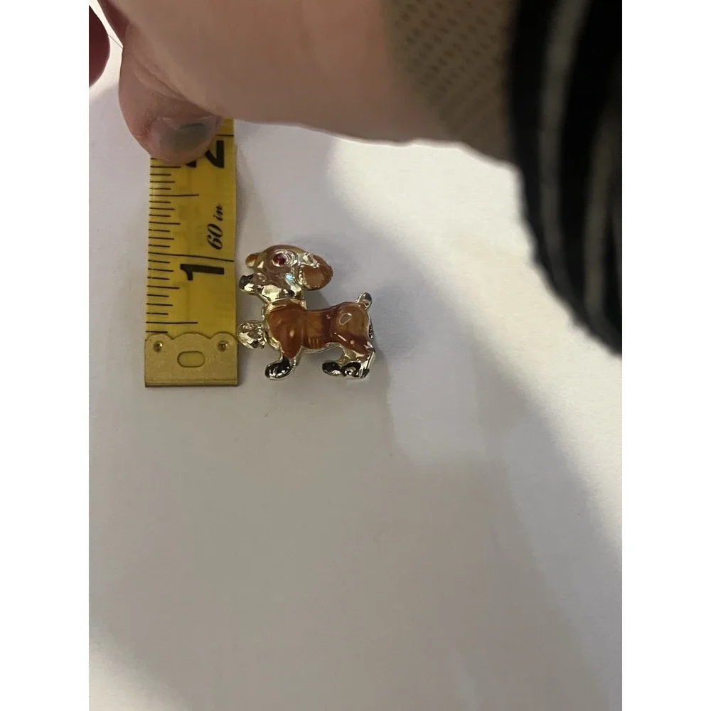 Vintage Mid Century Dog Puppy Brooch Pin Gold‎ Tone